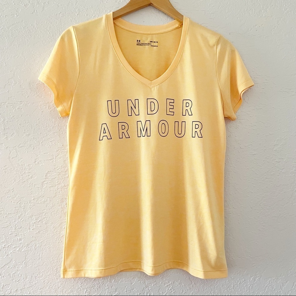 Under Armour Women's Orange Logo Front Loose Fit Short Sleeve Shirt Sz‎ Medium